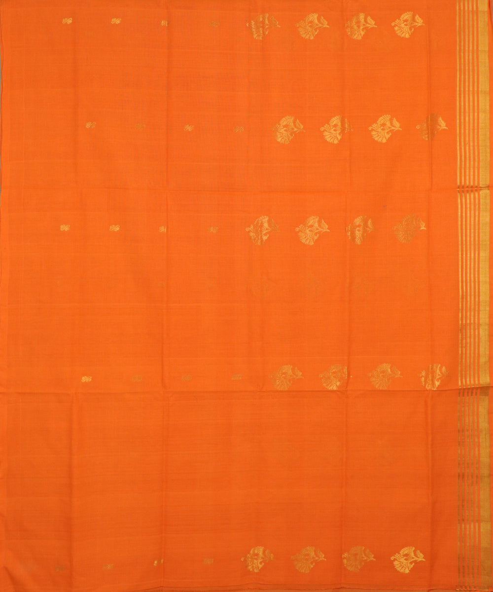 Tiger orange handloom Rajahmundry fancy cotton saree