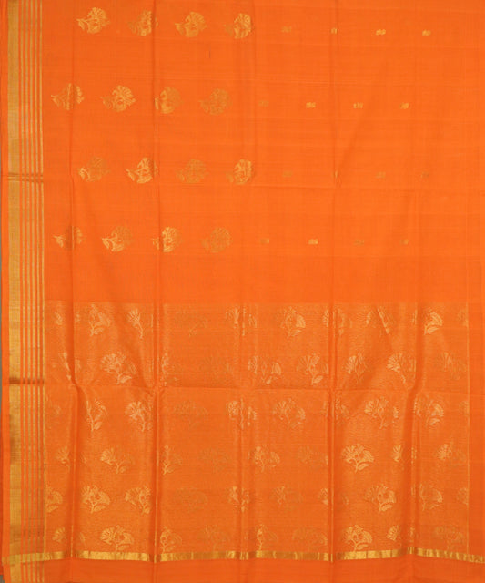 Tiger orange handloom Rajahmundry fancy cotton saree