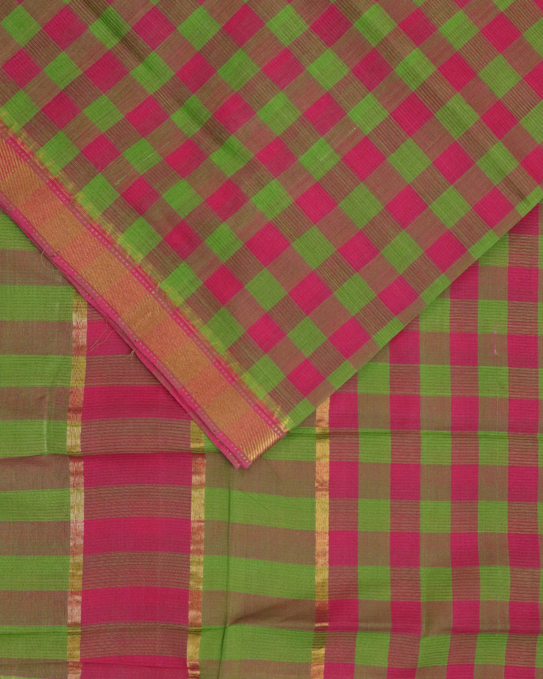 Fern green color mangalagiri cotton saree