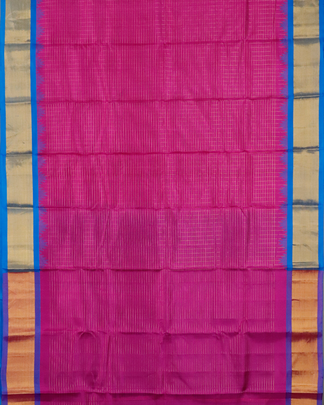 Magenta pink color handloom Gadwal Silk saree