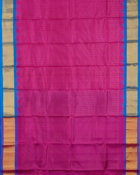 Magenta pink color handloom Gadwal Silk saree