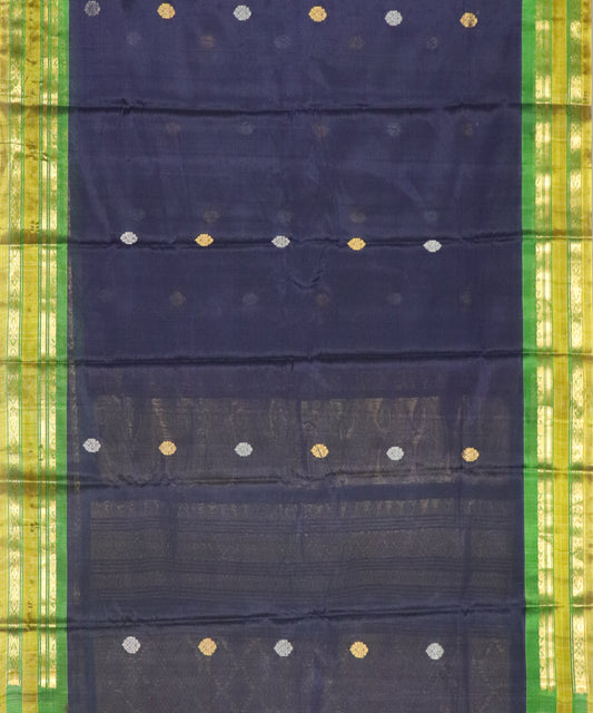 Denim blue Handloom Gadwal SICO saree