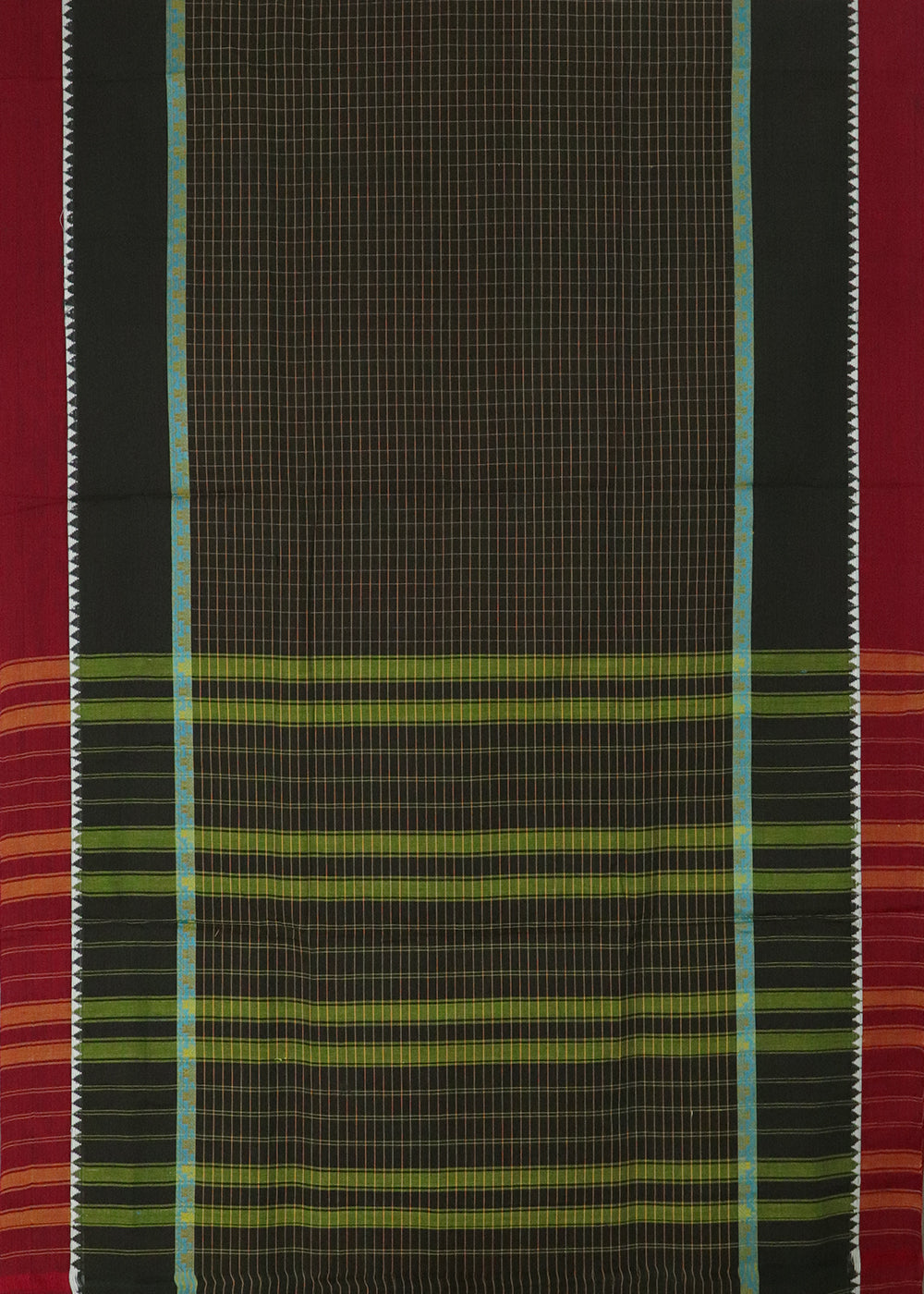 Dark green color narayanpet 9 yards cotton saree