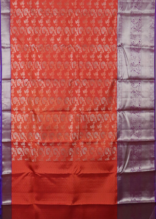 Ferrari red color handloom madhavaram silk saree