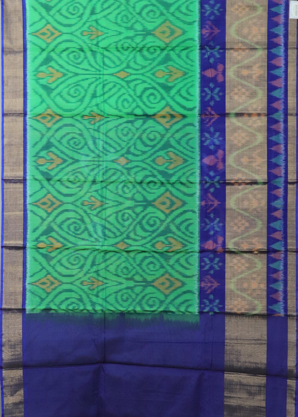 Sea green color handloom pochampally sico saree