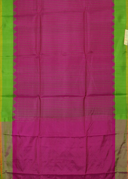 Ruby pink color handloom Gadwal Silk saree