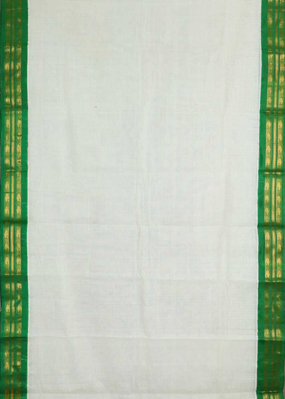 Half white color Gadwal cotton saree