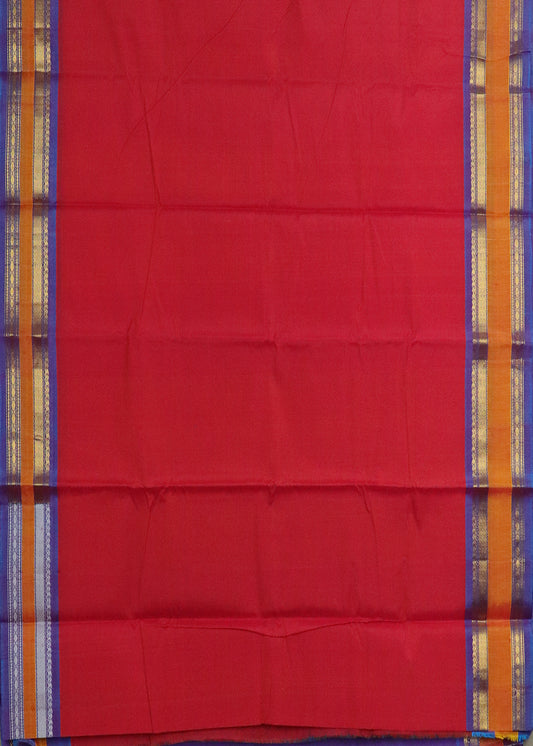 Carmine red color Handloom Gadwal sico saree