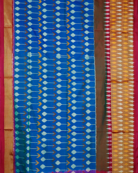 Sapphire blue color handloom rajkot silk saree