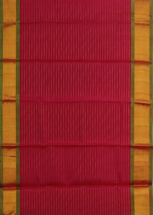 Fire brick color Handloom Gadwal sico saree