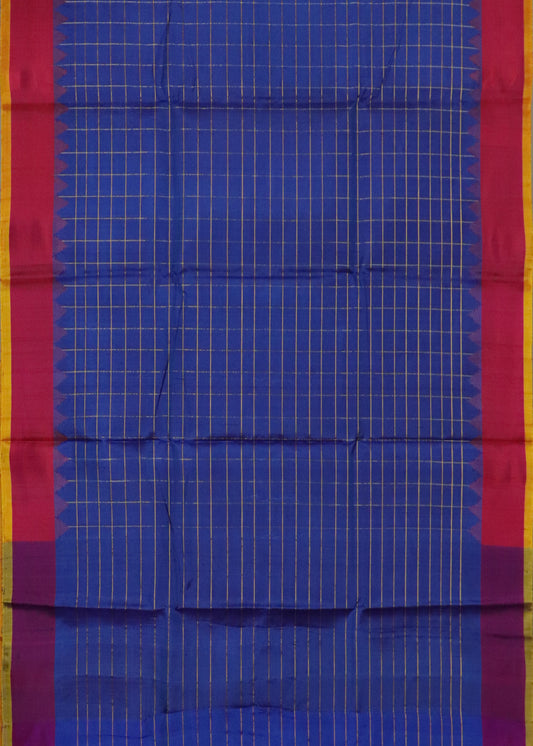 Space blue color handloom Gadwal Silk saree