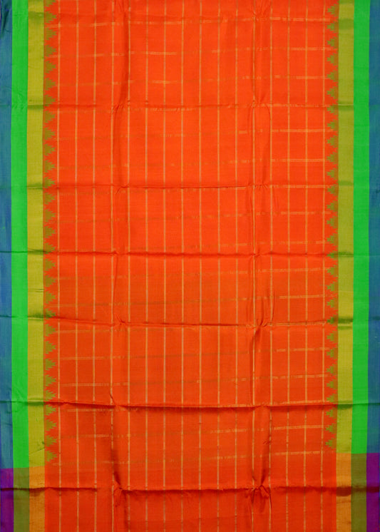 Scarlet red color handloom Gadwal Silk saree