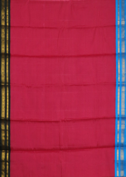 Raspberry red color Gadwal cotton saree
