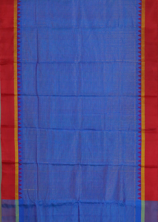 Egyptian blue color handloom Gadwal Silk saree