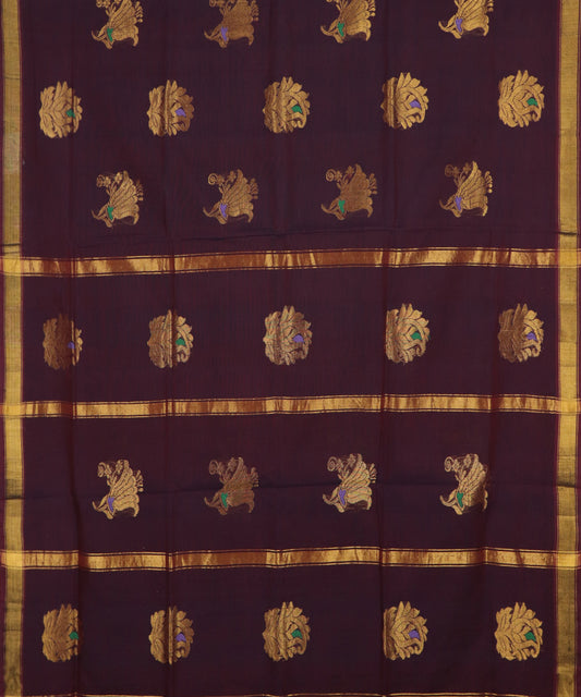 Mahogany red handloom Rajahmundry fancy cotton saree