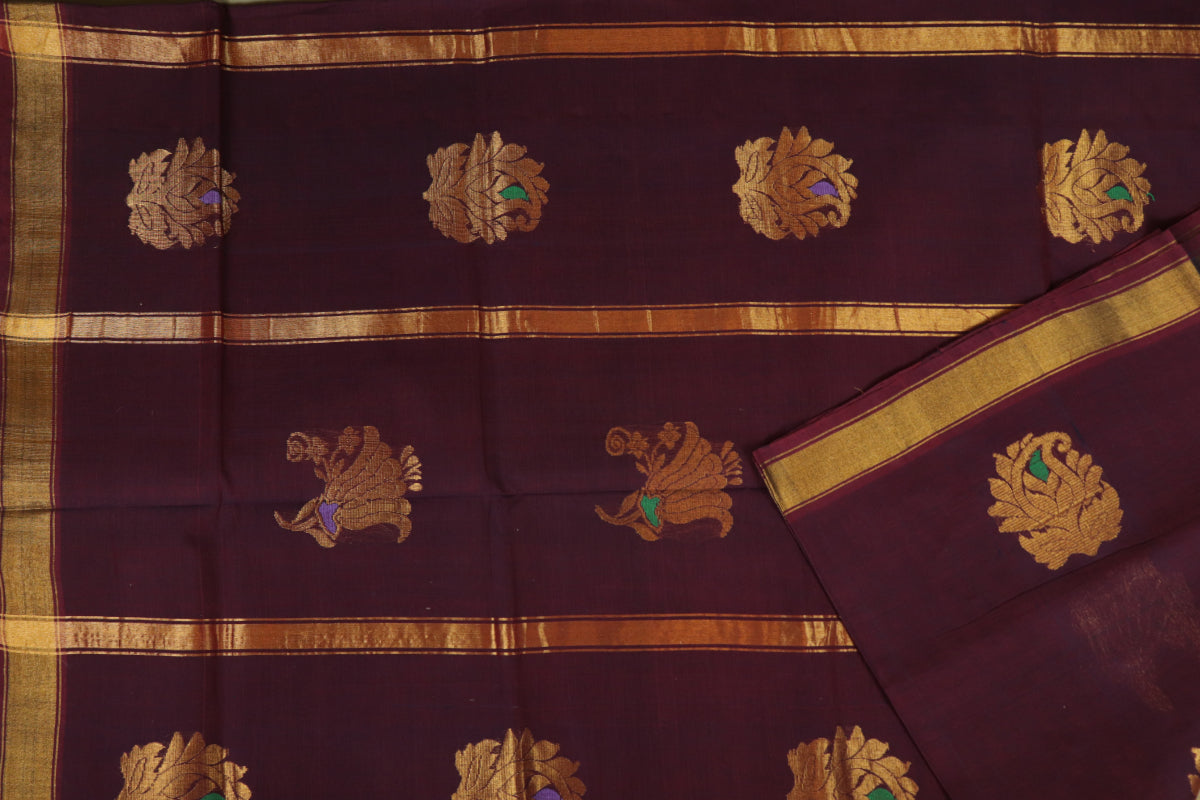 Mahogany red handloom Rajahmundry fancy cotton saree