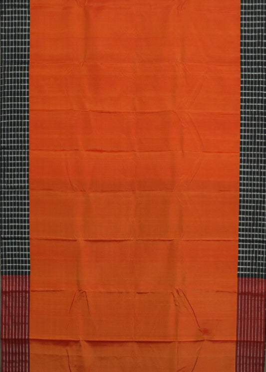Pumpkin color handloom Gadwal Silk saree