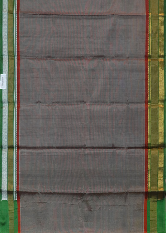 Ash gray color Handloom Gadwal sico saree