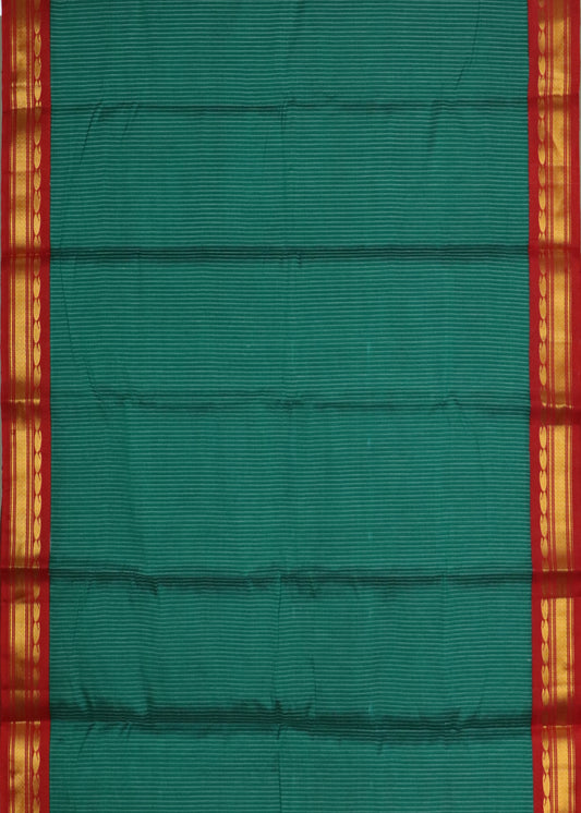 Dark green color Gadwal cotton saree