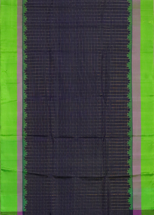 Denim blue color handloom Gadwal Silk saree