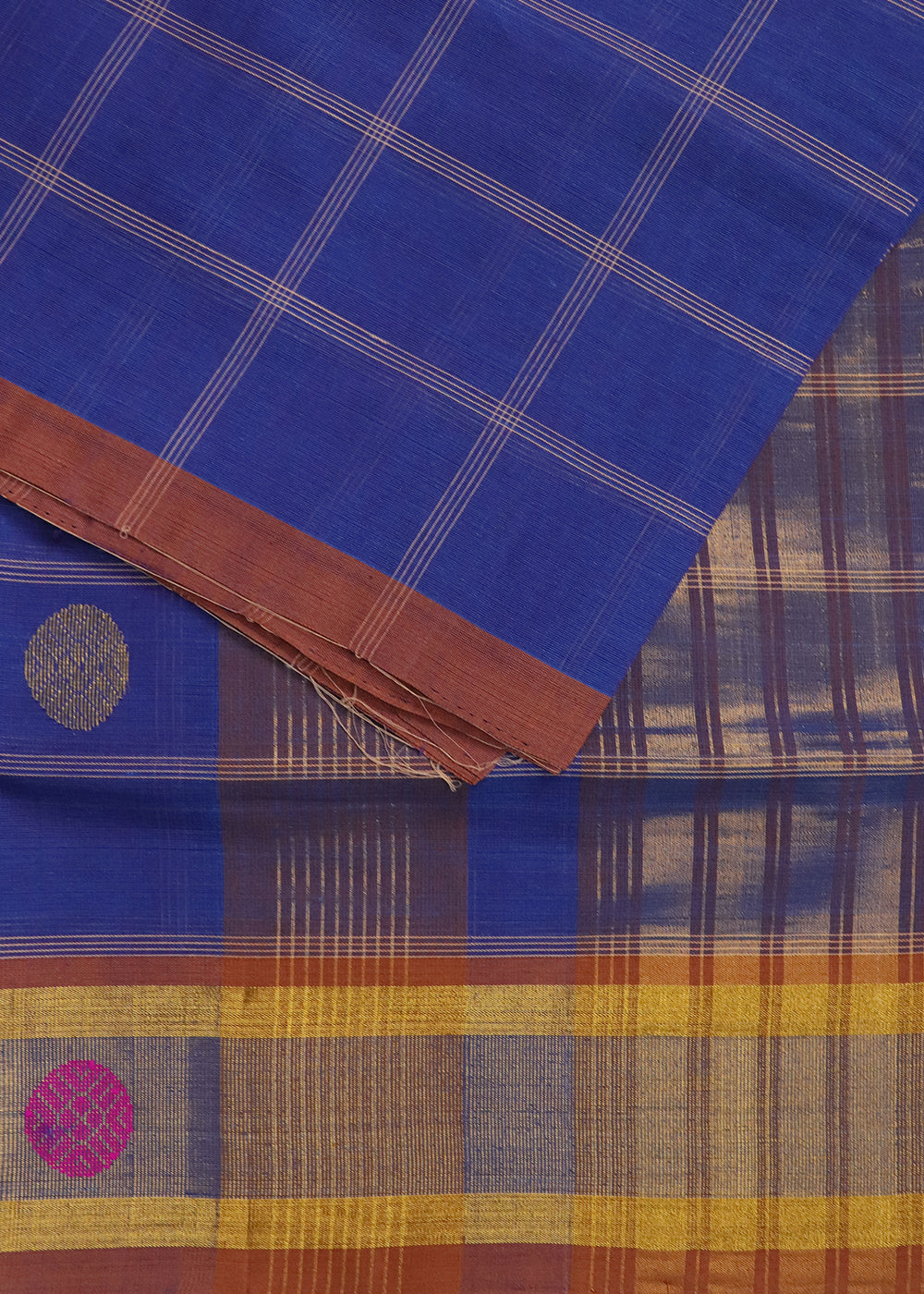 Egyptian blue color handloom venkatagiri cotton saree