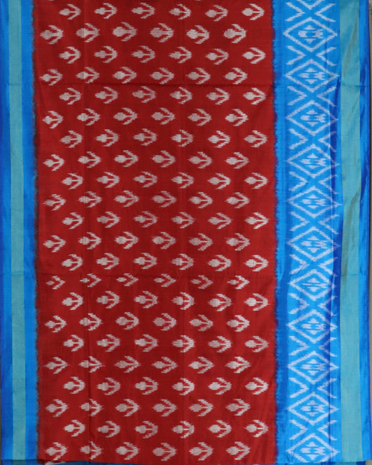 Carmine red color Pochampally Silk Sarees