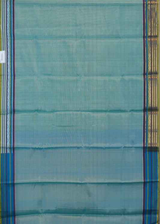 Turkish blue color Handloom Gadwal sico saree