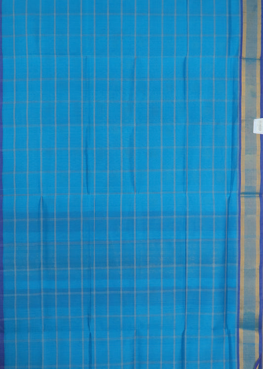 Azure blue color handloom venkatagiri cotton saree