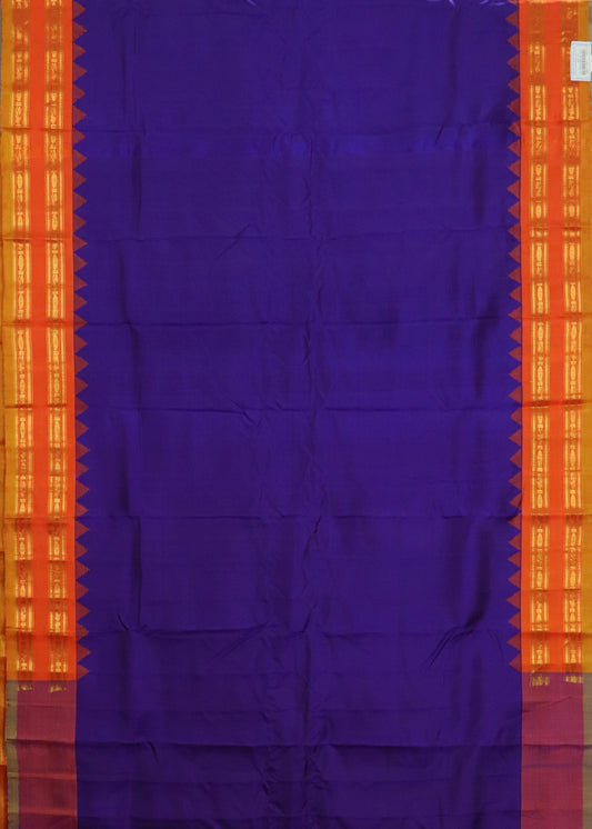 Navy blue color handloom Gadwal Silk saree