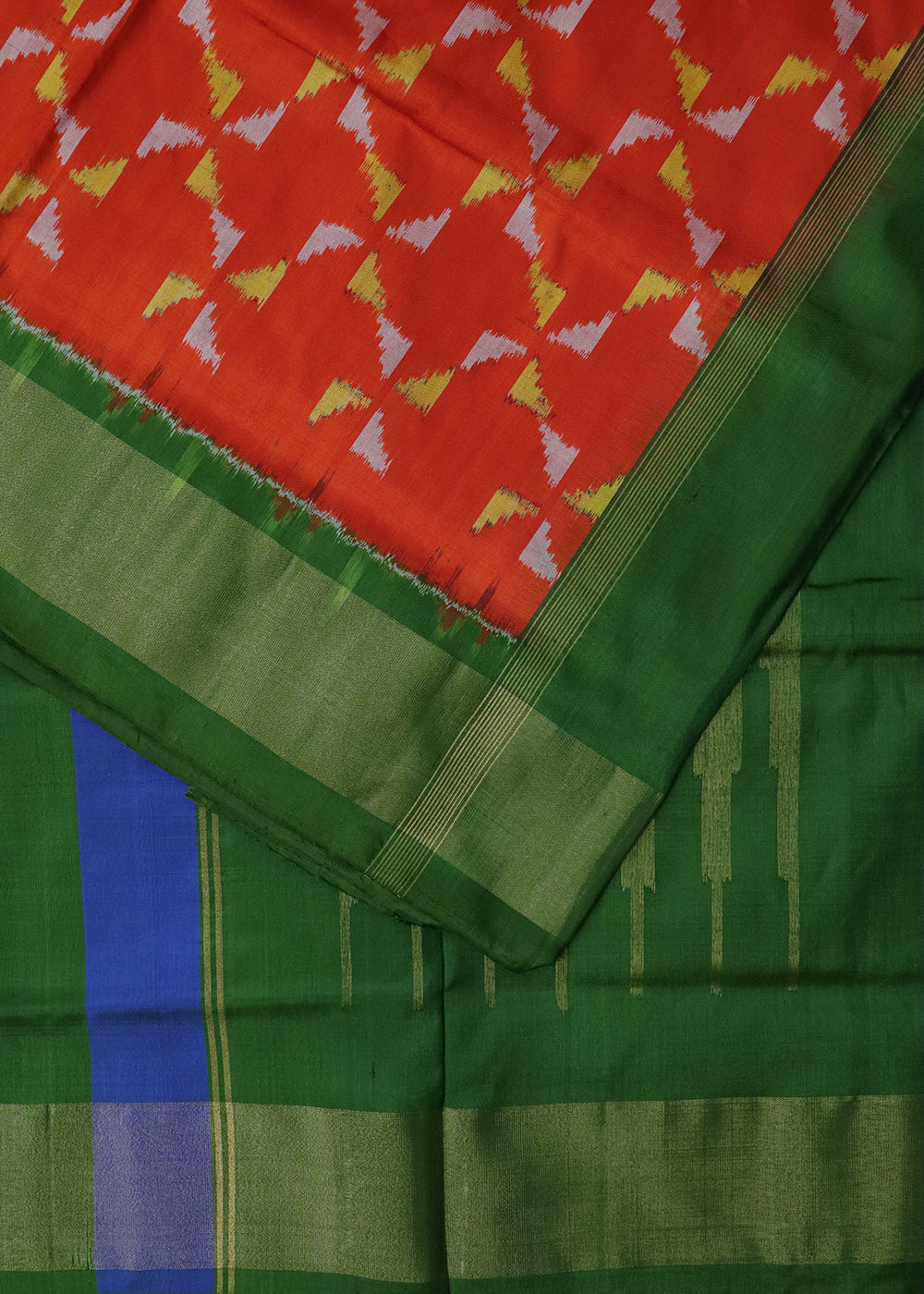 Ferrari red color handloom rajkot silk saree
