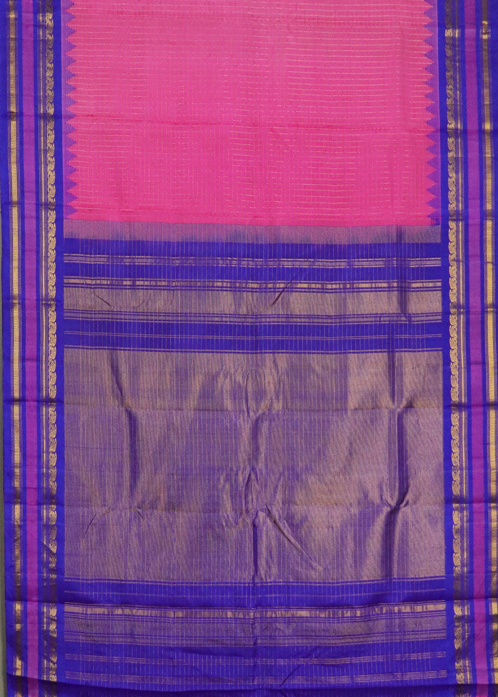 Magenta pink color handloom Gadwal Silk saree