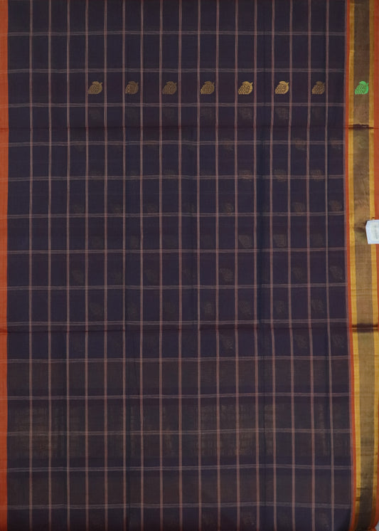 Eggplant violet color handloom venkatagiri cotton saree