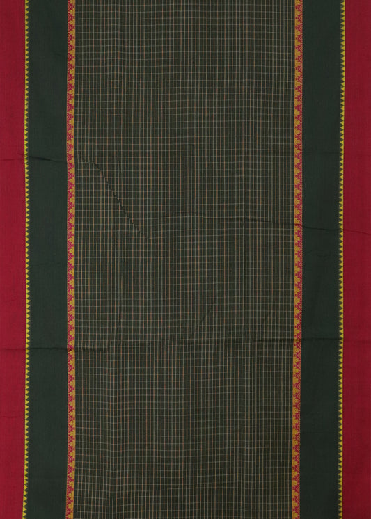 Dark green color narayanpet 9 yards cotton saree