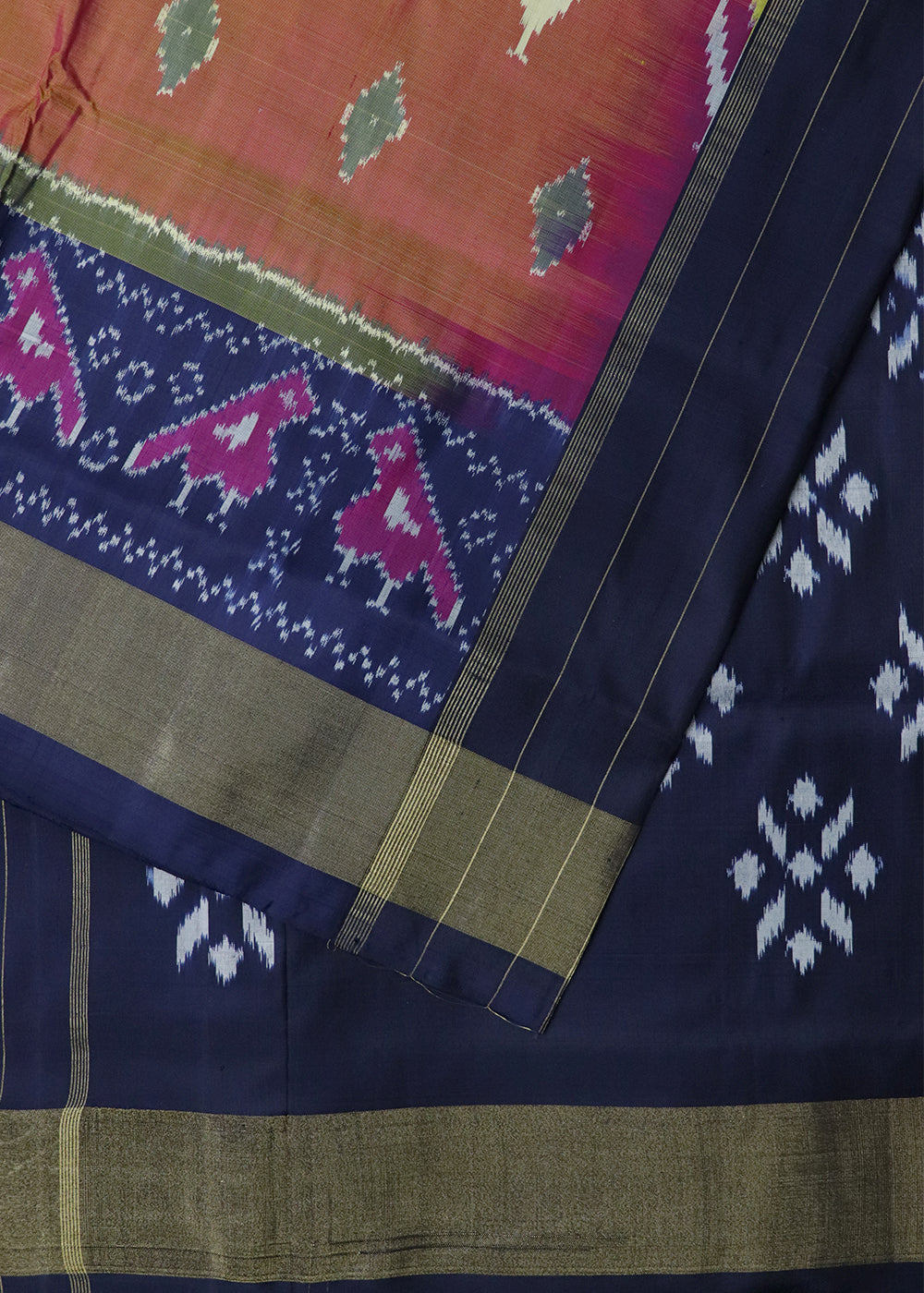 Multi shade color handloom rajkot silk saree