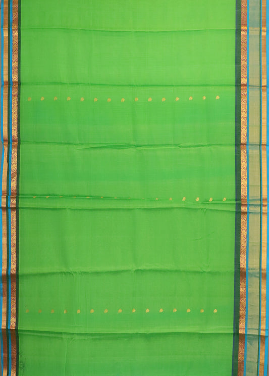 Parrot green color Handloom Gadwal sico saree