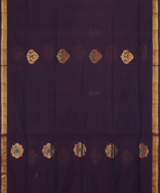 Eggplant violet handloom Rajahmundry fancy cotton saree