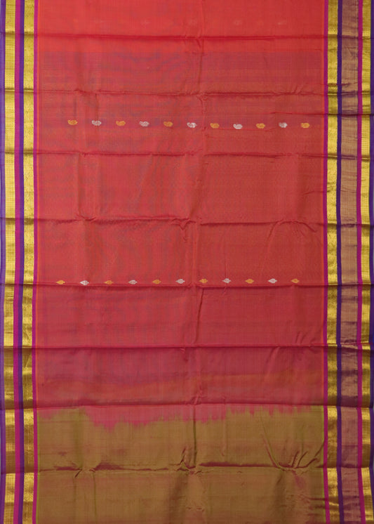Imperial red color Handloom Gadwal sico saree