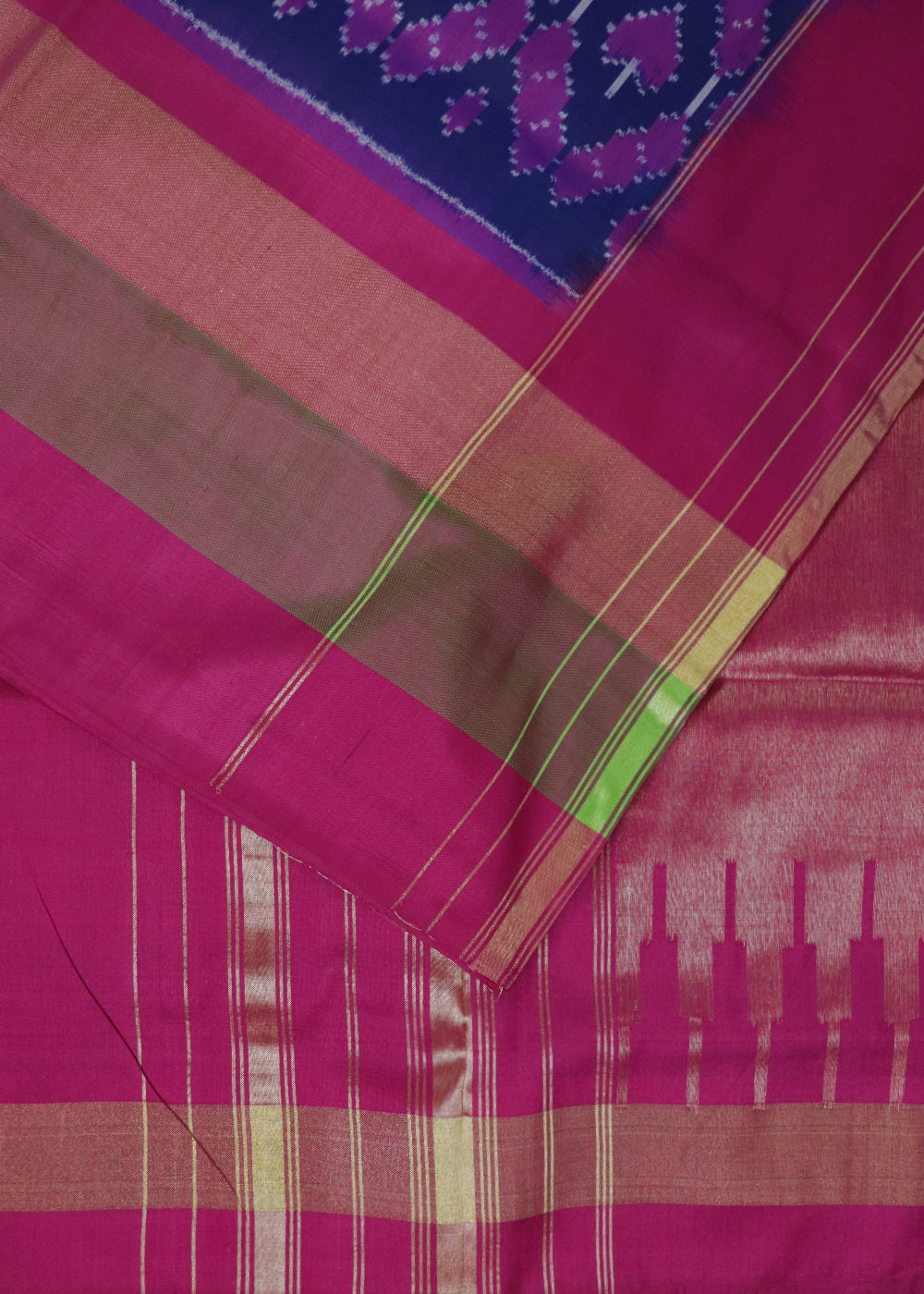 Denim blue color handloom rajkot silk saree