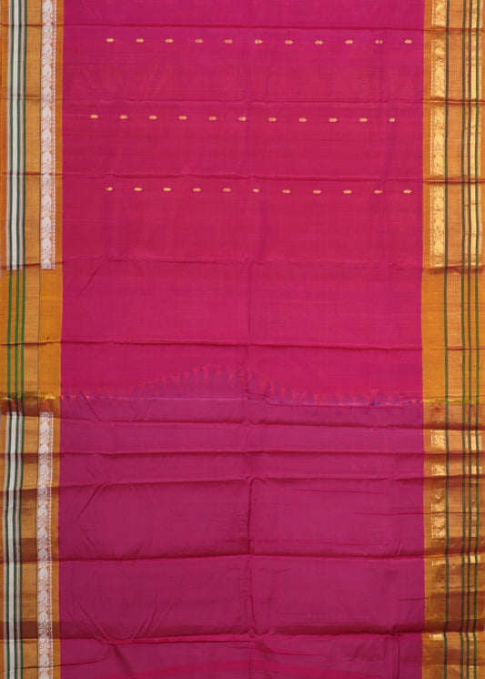 Ruby pink color Handloom Gadwal sico saree
