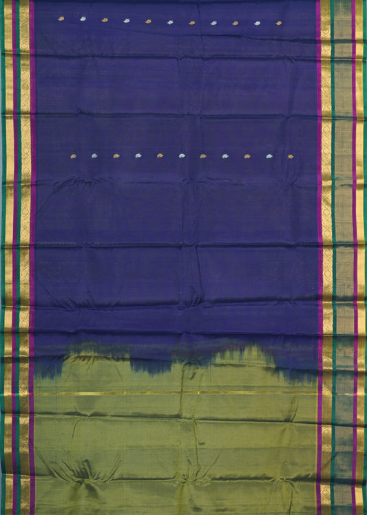 Navy blue color Handloom Gadwal sico saree