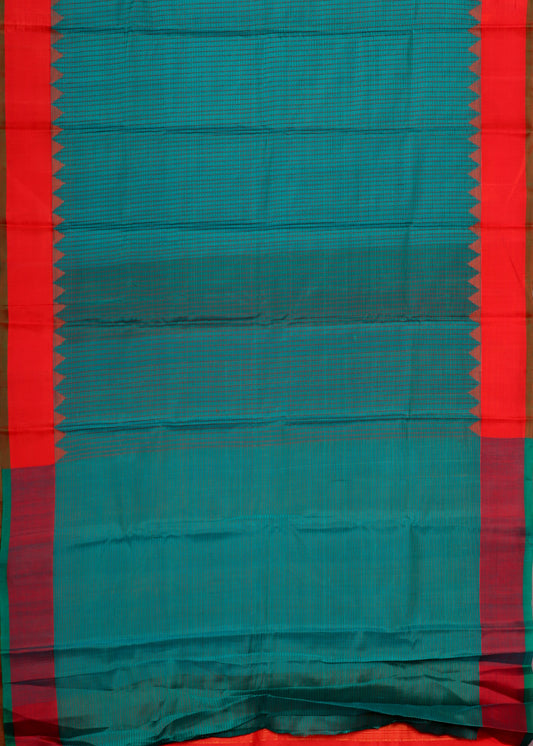 Pine green color Handloom Gadwal sico saree
