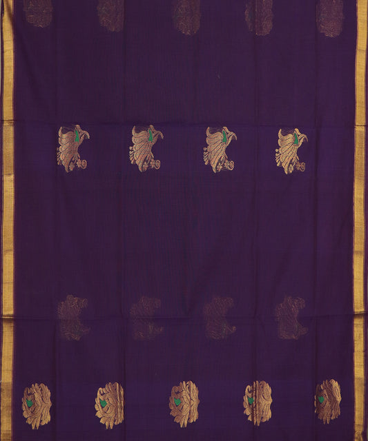 Eggplant violet handloom Rajahmundry fancy cotton saree