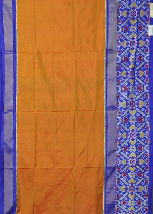 Tangerine orange color handloom rajkot silk saree