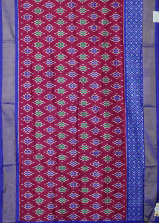 Dark ruby pink color handloom rajkot silk saree