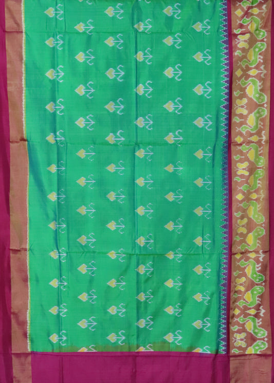 Emerald green color handloom rajkot silk saree