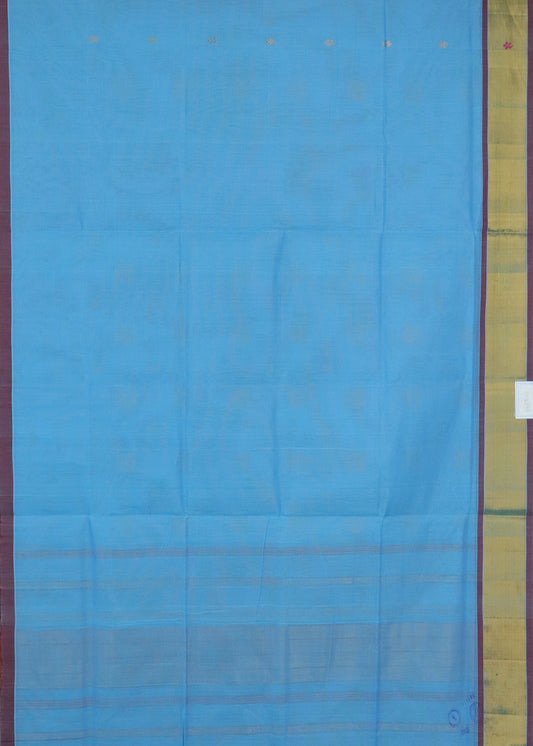 Azure blue color handloom venkatagiri cotton saree