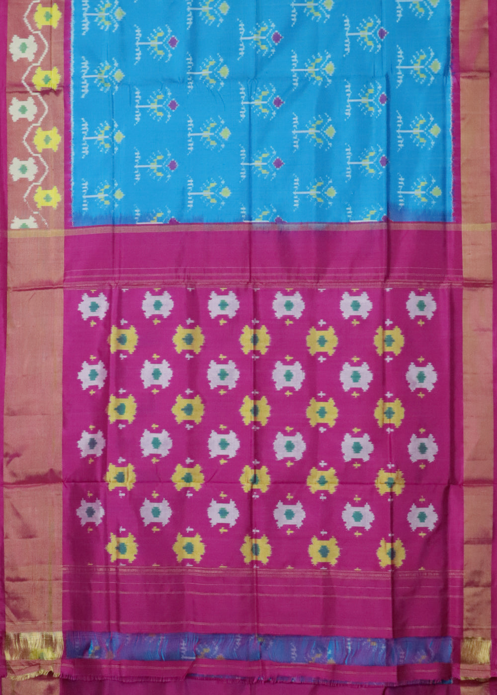 Azure blue color handloom rajkot silk saree