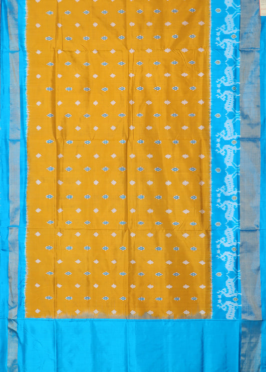 Goldenrod color handloom rajkot silk saree