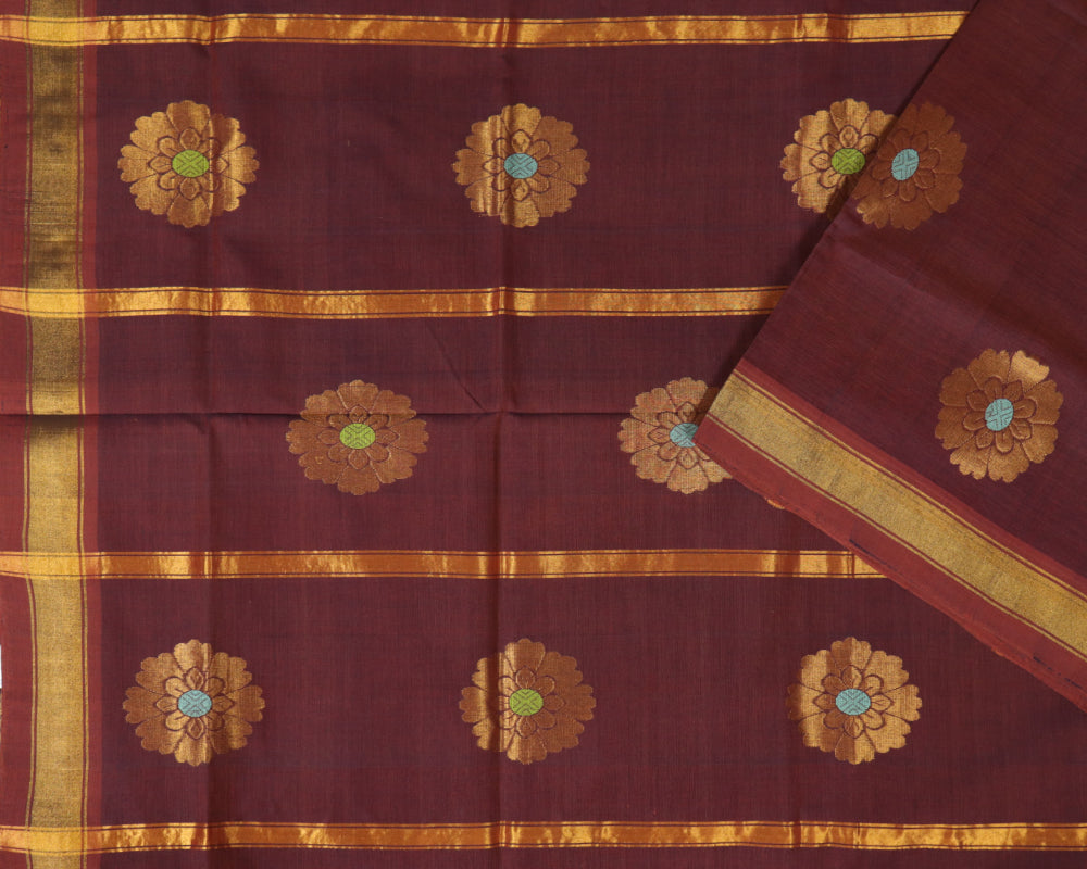 Barn red handloom Rajahmundry fancy cotton saree