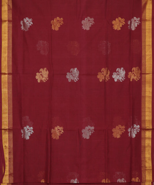 Carmine red handloom Rajahmundry fancy cotton saree